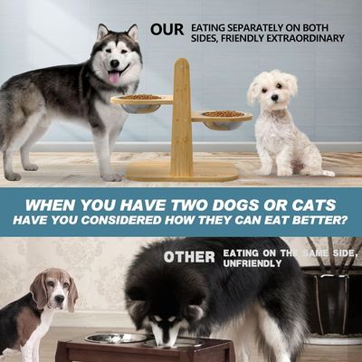 Стоянка для кормления домашних животных бамбуковый подъемный подъемник для регулируемой высоты без LCD-дисплея