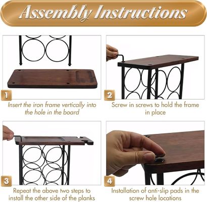 Стоящий тип столешничный стойка для хранения вина с деревянным подносом и организацией