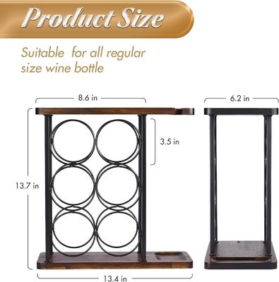 Стоящий тип столешничный стойка для хранения вина с деревянным подносом и организацией
