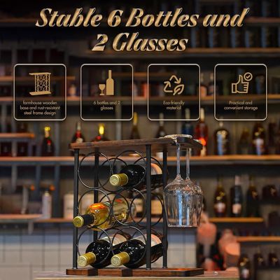 Стоящий тип столешничный стойка для хранения вина с деревянным подносом и организацией