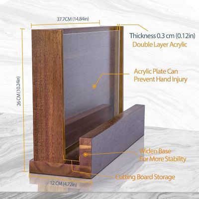 Двухсторонний магнитный деревянный ножевой столик с акриловым защитным щитом и индивидуальным логотипом