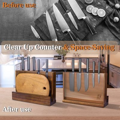 Двухсторонний магнитный деревянный ножевой столик с акриловым защитным щитом и индивидуальным логотипом