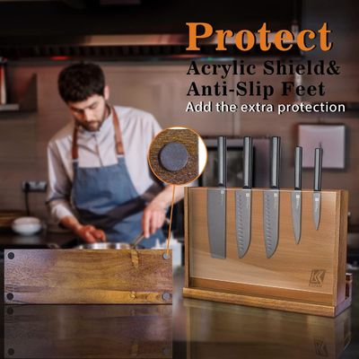 Двухсторонний магнитный деревянный ножевой столик с акриловым защитным щитом и индивидуальным логотипом