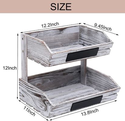 Настраиваемый логотип 2 уровень ферма деревянная корзина для кухни столовая и гостиная