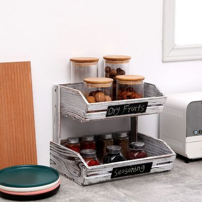 Настраиваемый логотип 2 уровень ферма деревянная корзина для кухни столовая и гостиная