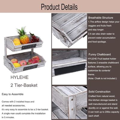 Настраиваемый логотип 2 уровень ферма деревянная корзина для кухни столовая и гостиная