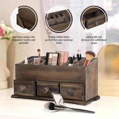 Настраиваемый логотип Рустический организатор суеты для косметики, макияжа и аксессуаров для ванной комнаты