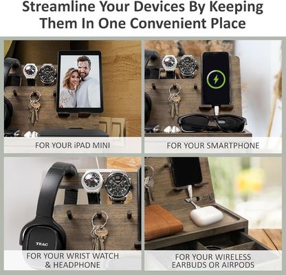 Двухуровневый организатор прикроватного стола для хранения большого количества аксессуаров для мобильных телефонов