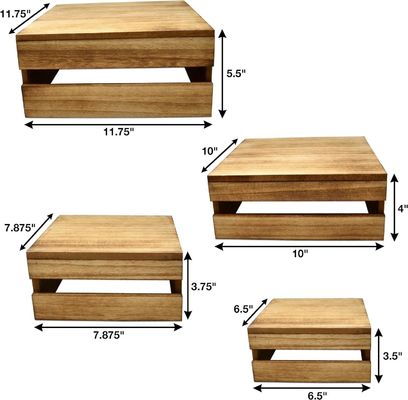 Деревянный тортовый стенд в деревянном стиле, набор из 4 персонализированных логотипов