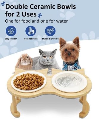 Регулируемая деревянная пищевая чаша для домашних животных для неприменимого источника питания и кормилиц для домашних животных