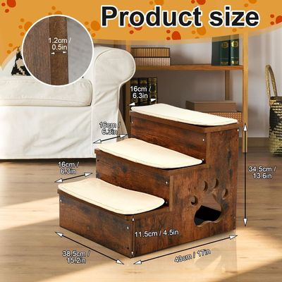 OEM 3 уровня деревянные собачьи лестницы ступеньки нескользящие щенковые лестницы с хранилищем стираемые ковры