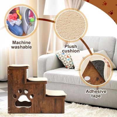 OEM 3 уровня деревянные собачьи лестницы ступеньки нескользящие щенковые лестницы с хранилищем стираемые ковры