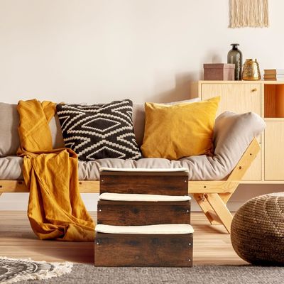 OEM 3 уровня деревянные собачьи лестницы ступеньки нескользящие щенковые лестницы с хранилищем стираемые ковры