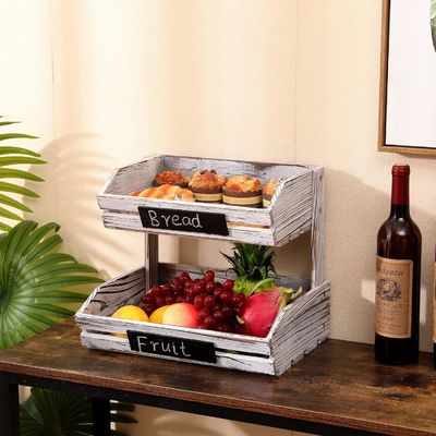 Ферма стоявший деревянный организатор 2 уровень корзины питания держатель для организации кухни