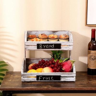 Ферма стоявший деревянный организатор 2 уровень корзины питания держатель для организации кухни