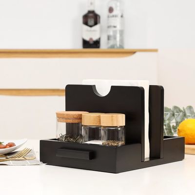 2024 Дизайн американского стиля Деревянный носитель салфетки для стола для хранения солей и перцами