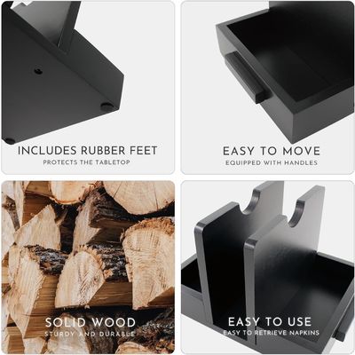 2024 Дизайн американского стиля Деревянный носитель салфетки для стола для хранения солей и перцами