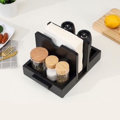 2024 Дизайн американского стиля Деревянный носитель салфетки для стола для хранения солей и перцами