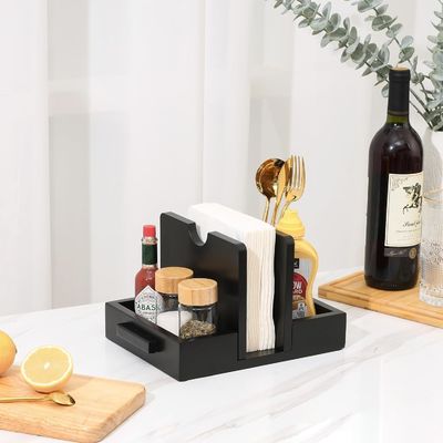 2024 Дизайн американского стиля Деревянный носитель салфетки для стола для хранения солей и перцами