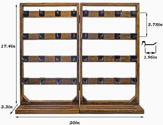 Главная Тема Деревянный складной ювелирный экран стенд с съемными 32 крючками и кольцевой палицей