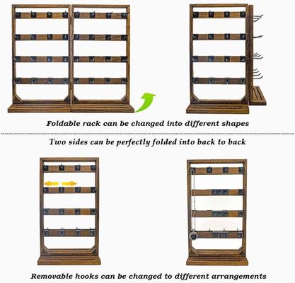 Главная Тема Деревянный складной ювелирный экран стенд с съемными 32 крючками и кольцевой палицей