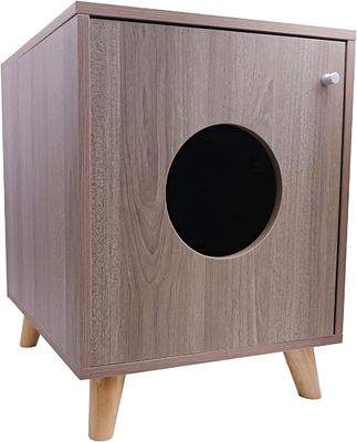 Скрытая кошачий мусорная коробка Ночная столика Мебель с закрывающейся кнопкой деревянный стол