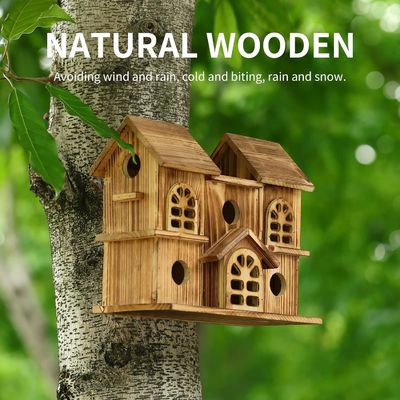Ручная работа деревянный висячий птичий дом Хамстерное гнездо для садового двора Печать сгорела
