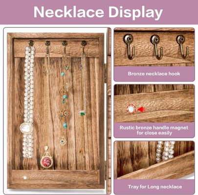 Большой 5-слойный ювелирный организатор Коробка для кольцов Серёжки Ожерелья Винтажный стиль