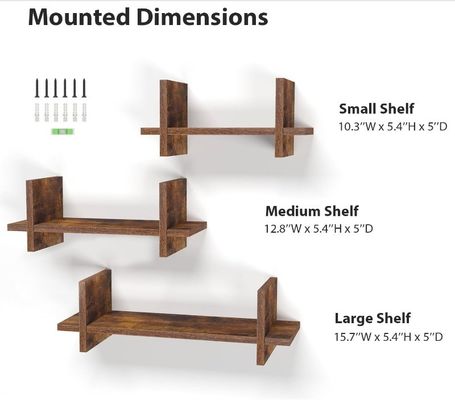 Эффективно используйте пространство с 202408 набор 3 деревянные плавучие полки настенные полки