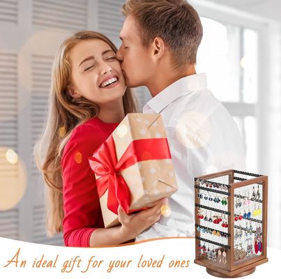 120 пар серёжек вращающийся карусель прочный металл и дерево серёжка дерево организатор