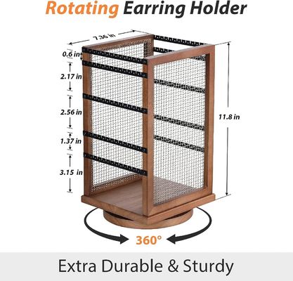120 пар серёжек вращающийся карусель прочный металл и дерево серёжка дерево организатор