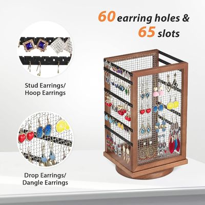 120 пар серёжек вращающийся карусель прочный металл и дерево серёжка дерево организатор