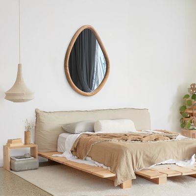 Уникальное лакированное деревянное круглое зеркало для современной гостиной и ванной