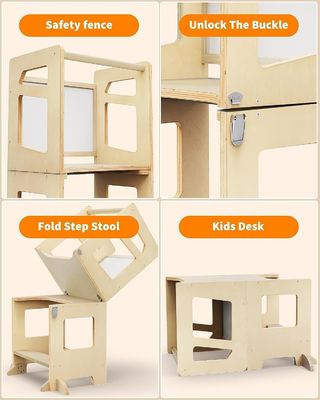 Деревянный 3 высоты регулируемый детский кухонный стул помощник с рельсом безопасности унисекс