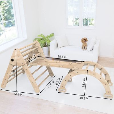 Детские игровые залы подъемная треугольная лестница с пандусом Комплект из 3 деревянных игрушек безопасности