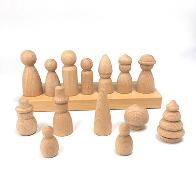 Выгравированные деревянные куклы конусовые строительные блоки для настройки деревянных украшений