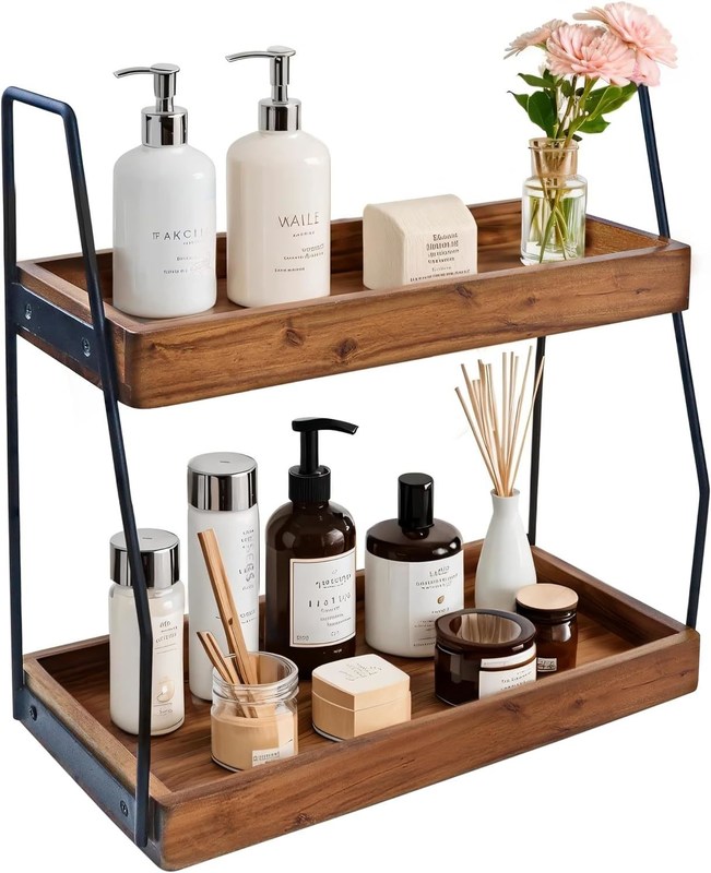 Свернутый Да Акация 2-уровневый организатор ванной деревянный шкаф для ванной кухни