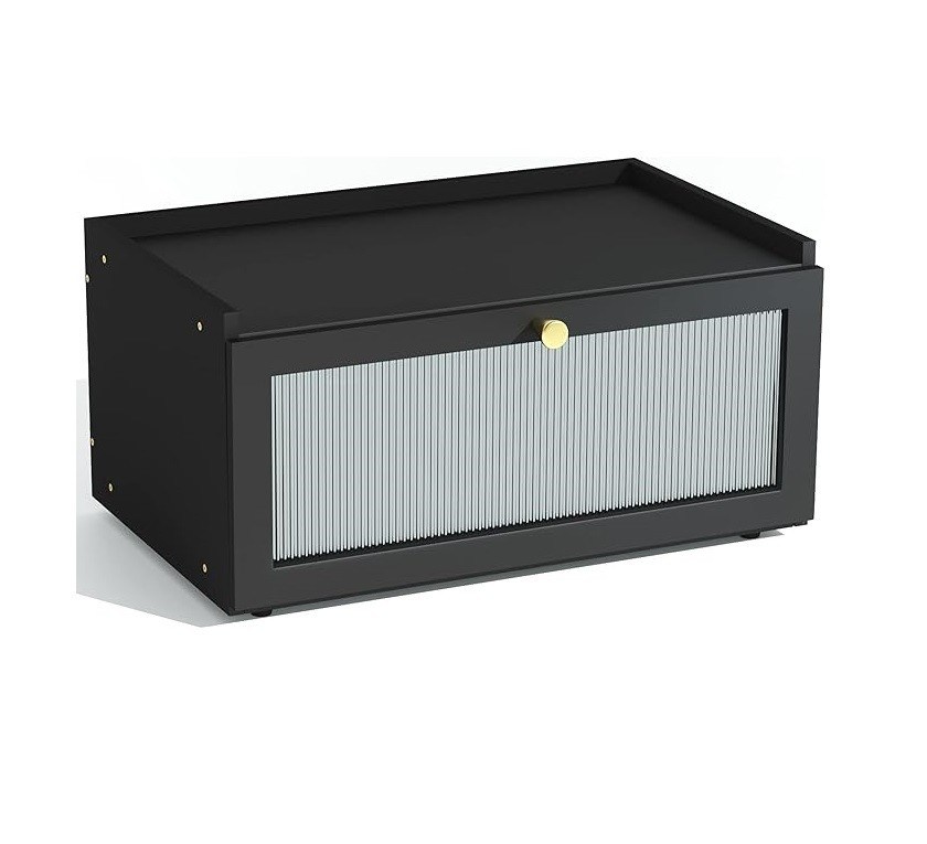 Подарочный пакет 2-слойный большой современный бамбуковый черный хлебный ящик деревянный хлебный контейнер с окном