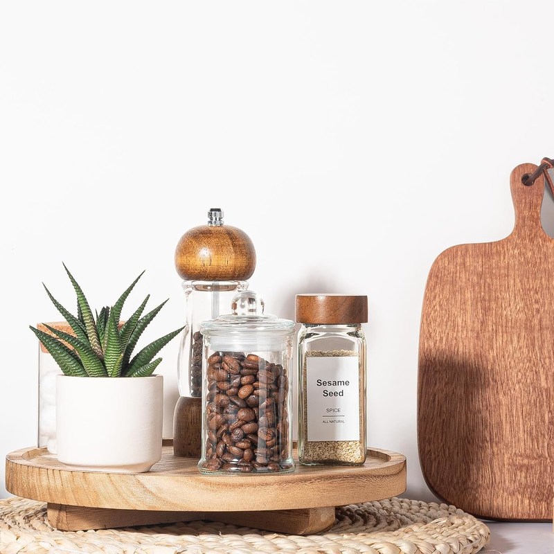 Шелковый экран печати Деревянный круглый декоративный поднос 10 "Древесный организатор для стола ванной комнаты