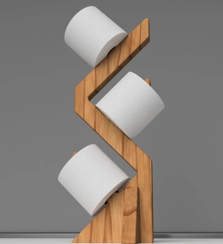 Двухуровневая деревянная полка для стильного и функционального свободно стоящего держателя туалетной бумаги