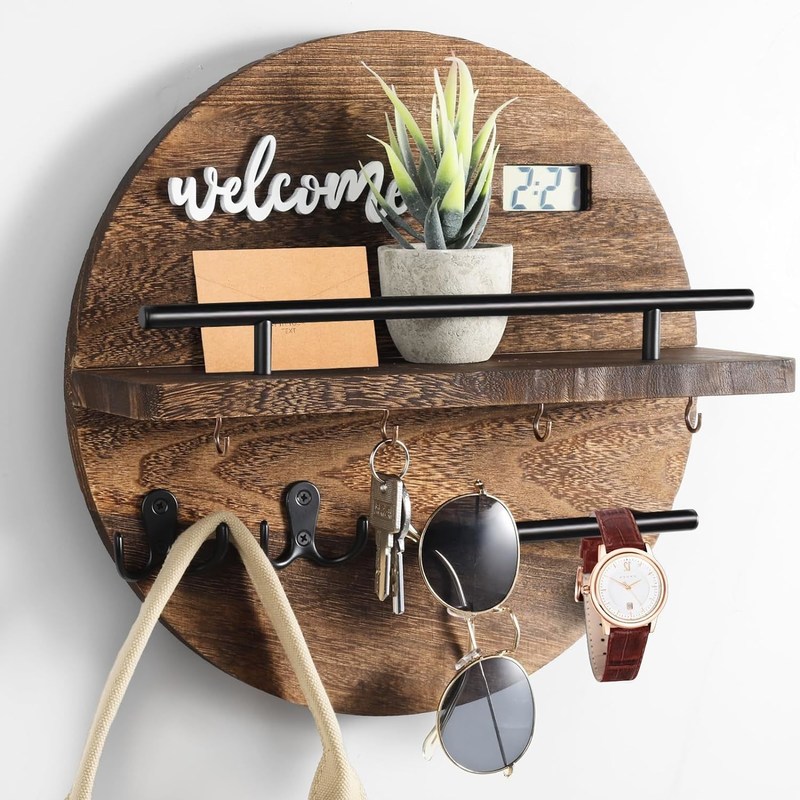 Круглый деревянный ключ и почтовый держатель Организатор для входа в коридор