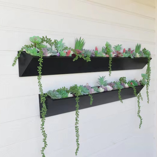 Длинный квадратный деревянный настенный плантатор для современного суккулентного дисплея в внутреннем наружном саду