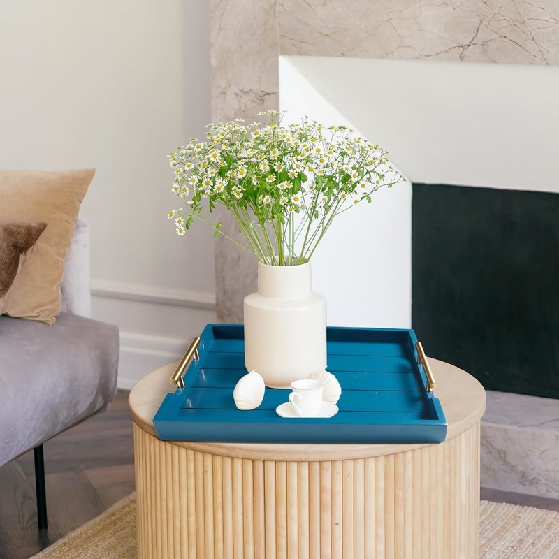 Инъекционный деревянный поднос для подачи пищи простого цвета или индивидуальный большой османский поднос с 4 подставками