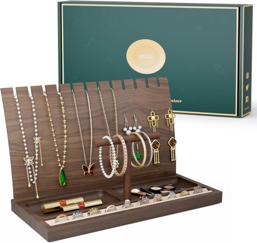 BAMBOO Ожерелье держатель Деревянные ювелирные изделия Дисплейный стенд для браслетов Часы Кольца Серёжки
