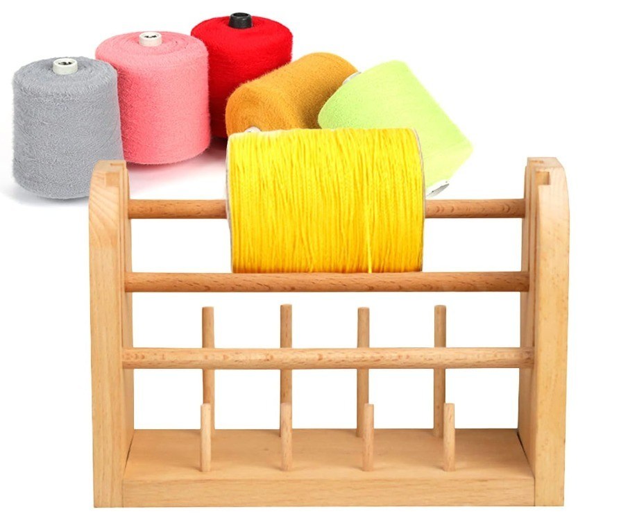 202406 Древесная пряжа, держатель катушки, резьба, катушка, раковина для хранения, катушка для пряжения шариков, компактный