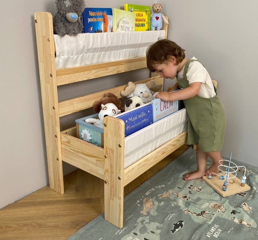 Деревянная книжная полка Монтессори Скрытое хранилище и экономия места для малышей