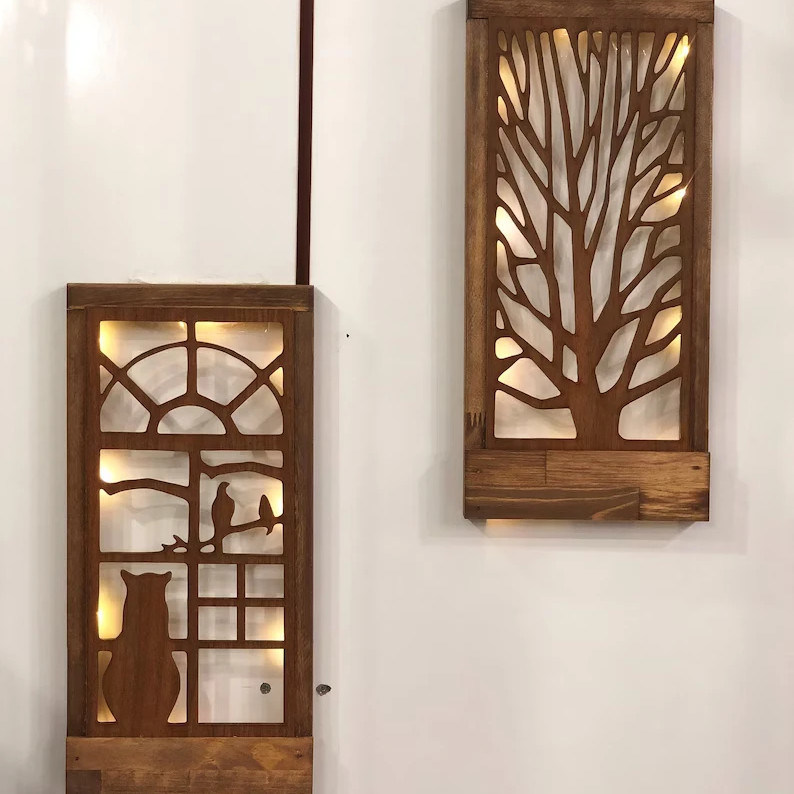 Ручной сделанный деревянный светодиодный стеновой декор для спальни квадратная над кроватью тема любовь