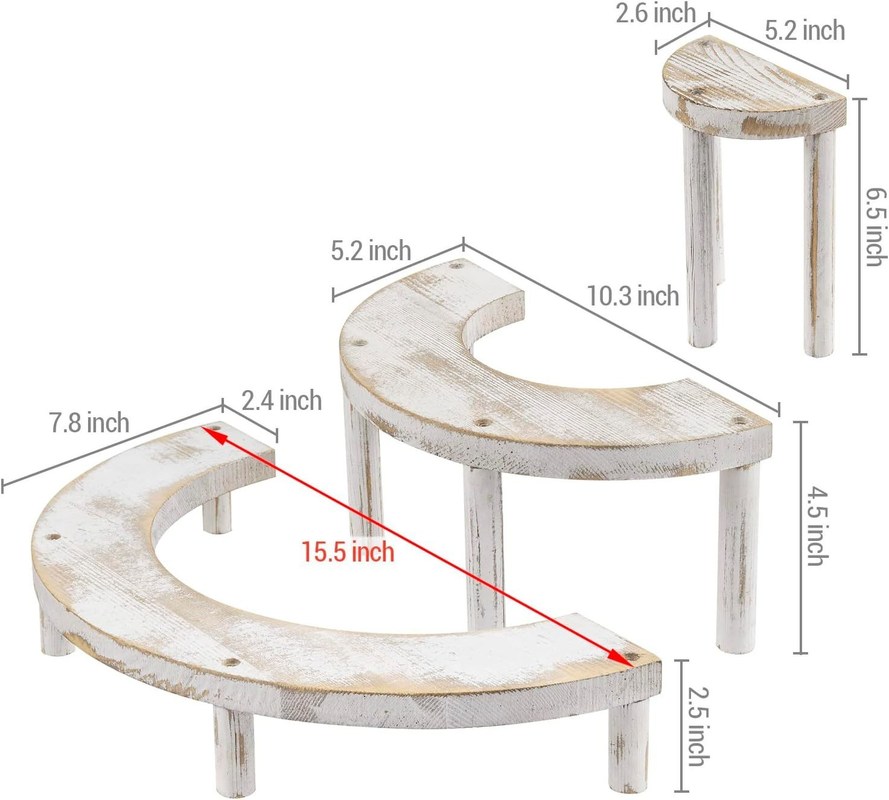 Деревянный белоснежный 3-дюймовый набор для полукруглого стола для кексов и дисплея