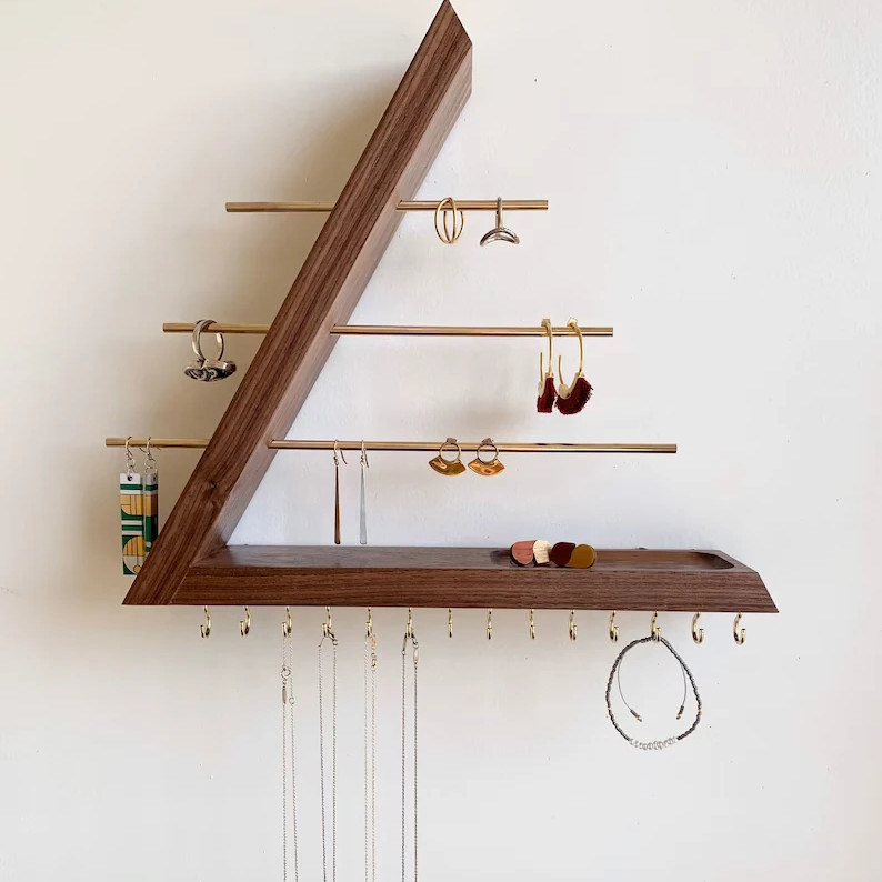 Логотип на заказ Приемлемый Неоконченный Берёзовый Древесина Цвет Висячий Ореховый Ювелирный Организатор