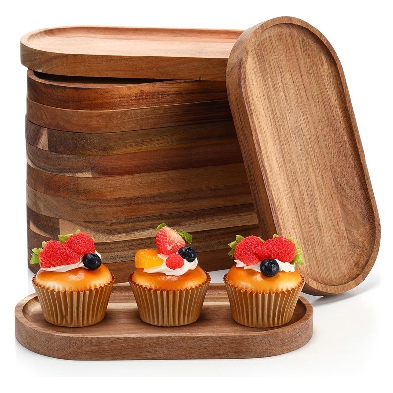 10 дюймовая овальная деревянная тарелка с растительным маслом и натуральным цветом дерева